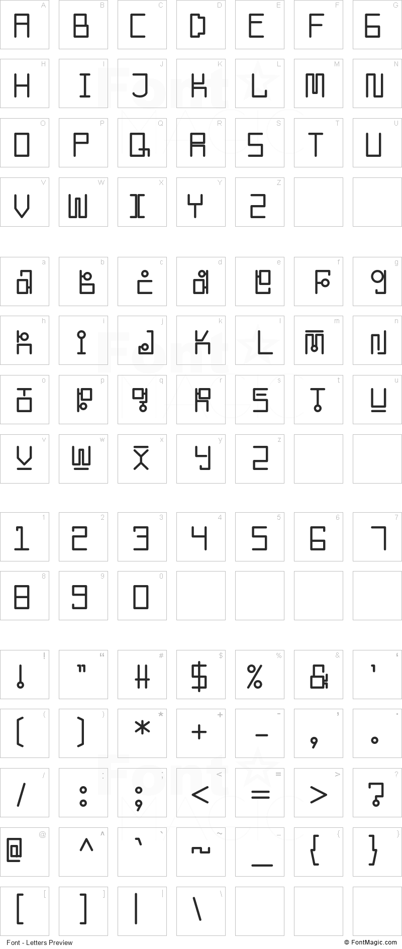Korean Looks Font - All Latters Preview Chart